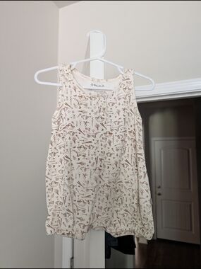 Umi Cream Tank Top with Brown Kitchen Print